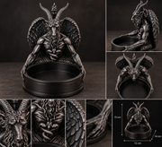 Acusinkt Baphomet gotische schaal, handgemaakt, verschillende aanzichten van de zwarte schaal