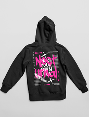 Acusinkt Nocturnal Street Style unisex hoodie in zwart met roze streetwear-print