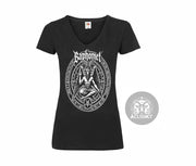 Acusinkt Baphomet Symbool dames t-shirt met V-hals in zwart