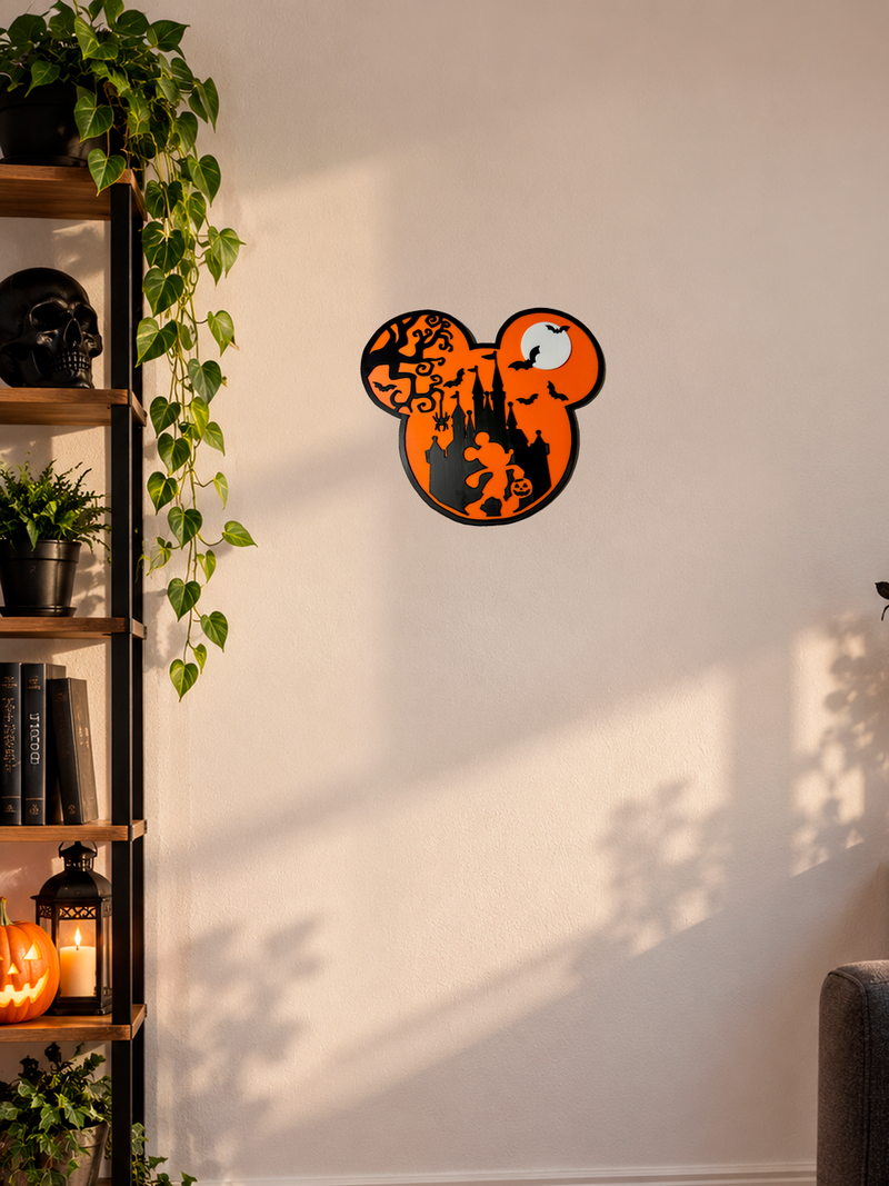 🎃 Halloween Mickey – 3D Wanddecoratie