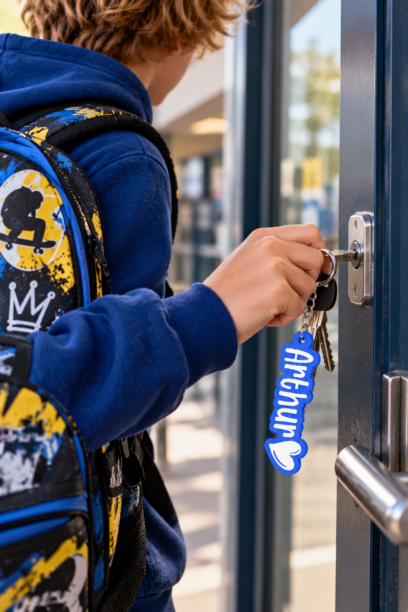 Gepersonaliseerde 3D-geprinte naam-sleutelhanger: voor schoolrugzak, traktatie, klascadeau