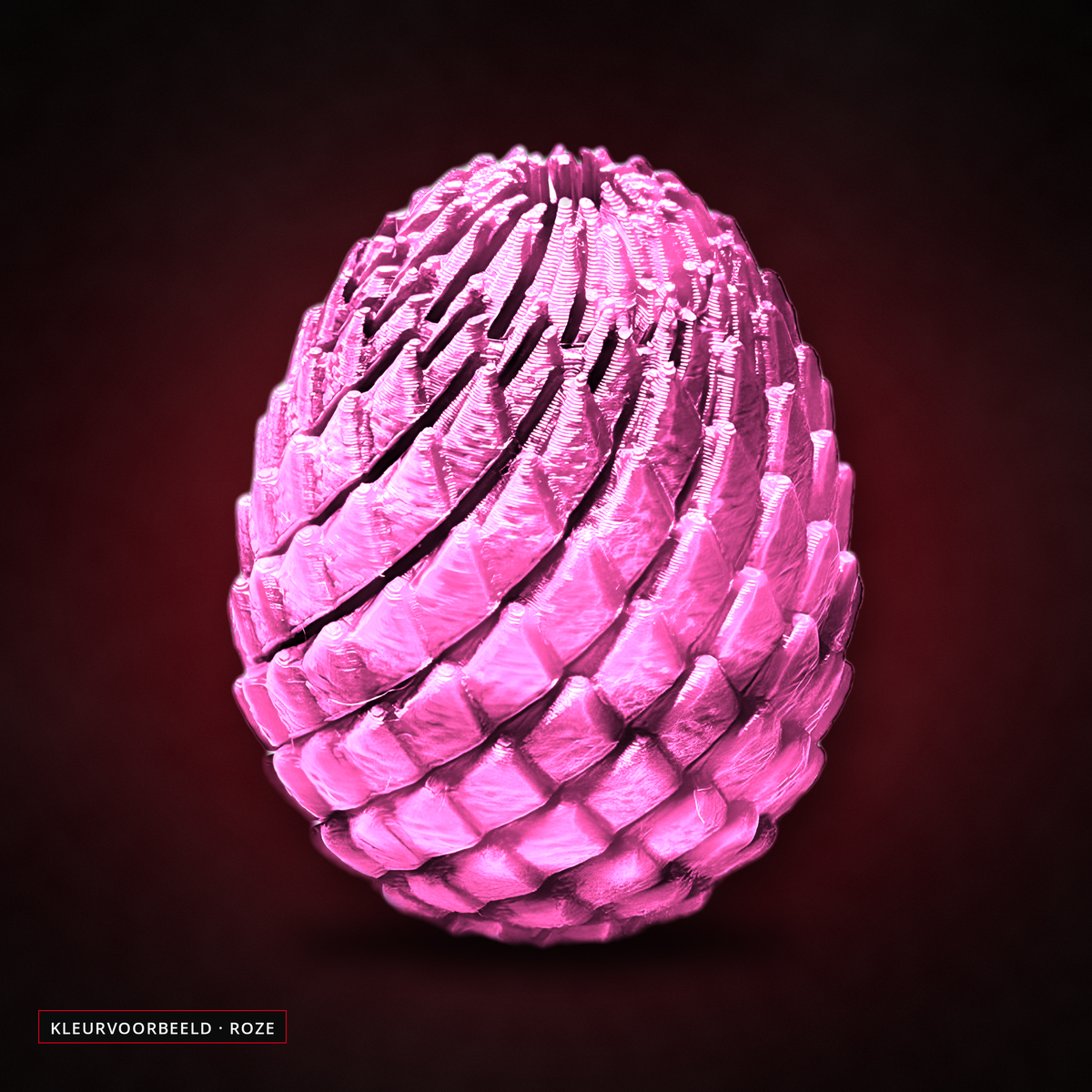 Acusinkt Drakenei in roze, kleurvoorbeeld (bewerkte productfoto).