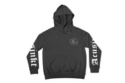 Acusinkt Original dames hoodie in zwart, voorkant met sigil en mouwprint