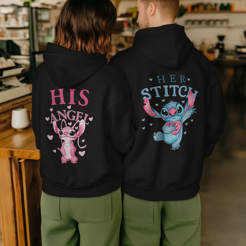 Hoodie “His Angel / Her Stitch” – Unisex