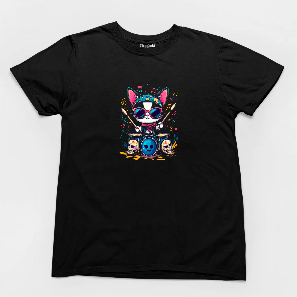 Unisex T-shirt "Drum Cat Chaos" – Katanic Collectie Acusinkt