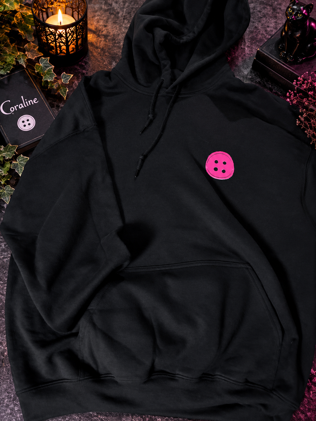 Coraline Moon unisex hoodie – voorkant | Acusinkt