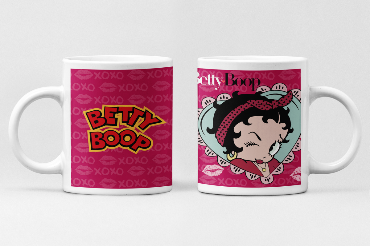 Betty Boop mok in roze met XOXO – keramische koffiemok 11oz – achterkant | Acusinkt